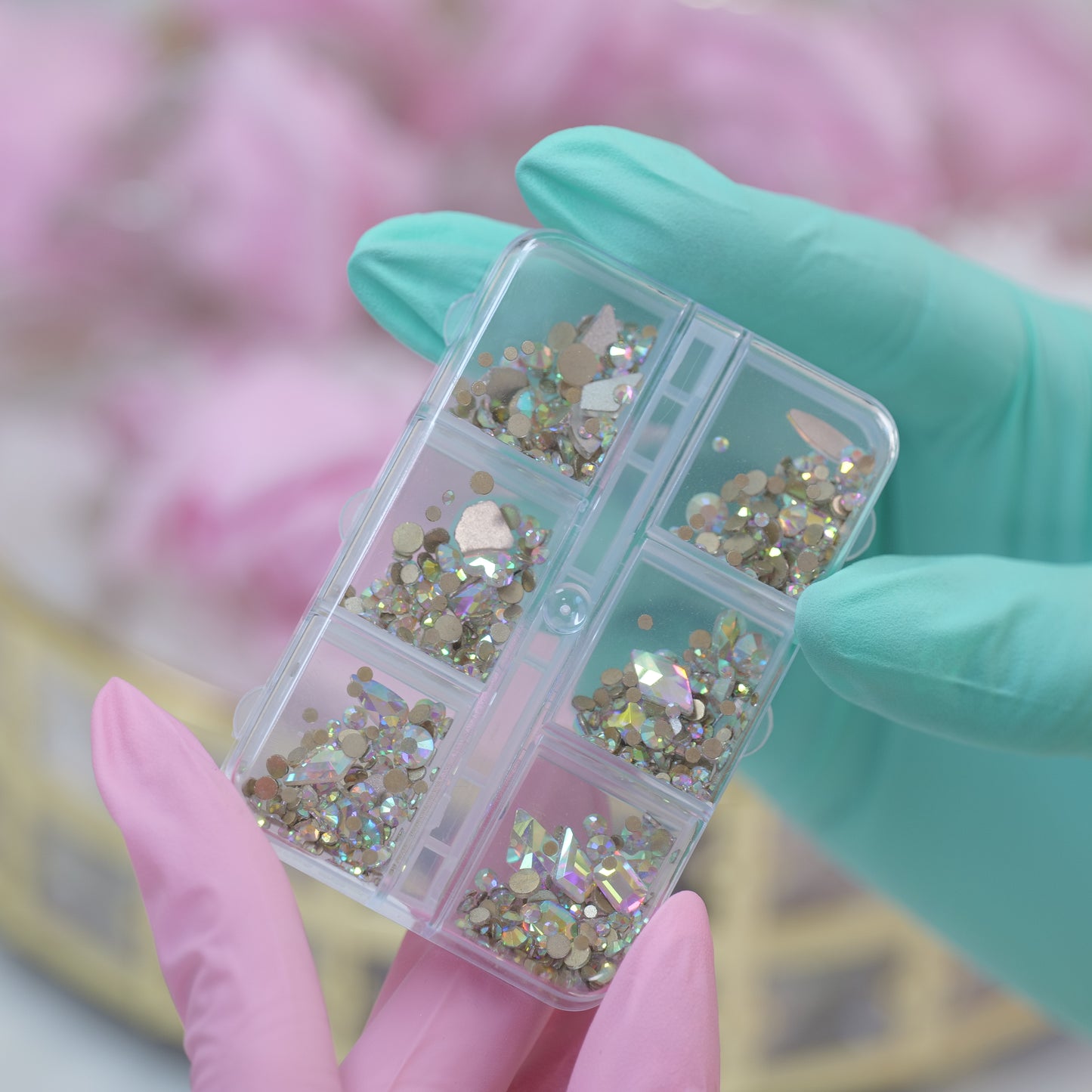 Kryształki Nail Diamond, cyrkonie, mix, gold